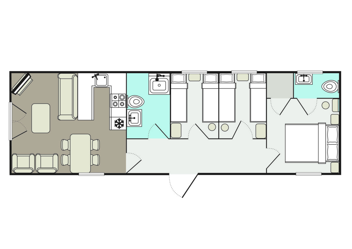 Floorplan of Casfina lodge at Welcome Family Holiday Park