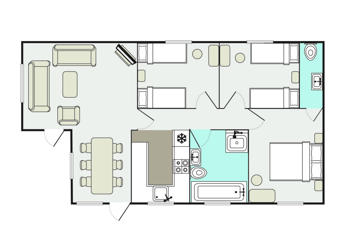 Floorplan for Welcome Family Holiday Park Casamigo lodge