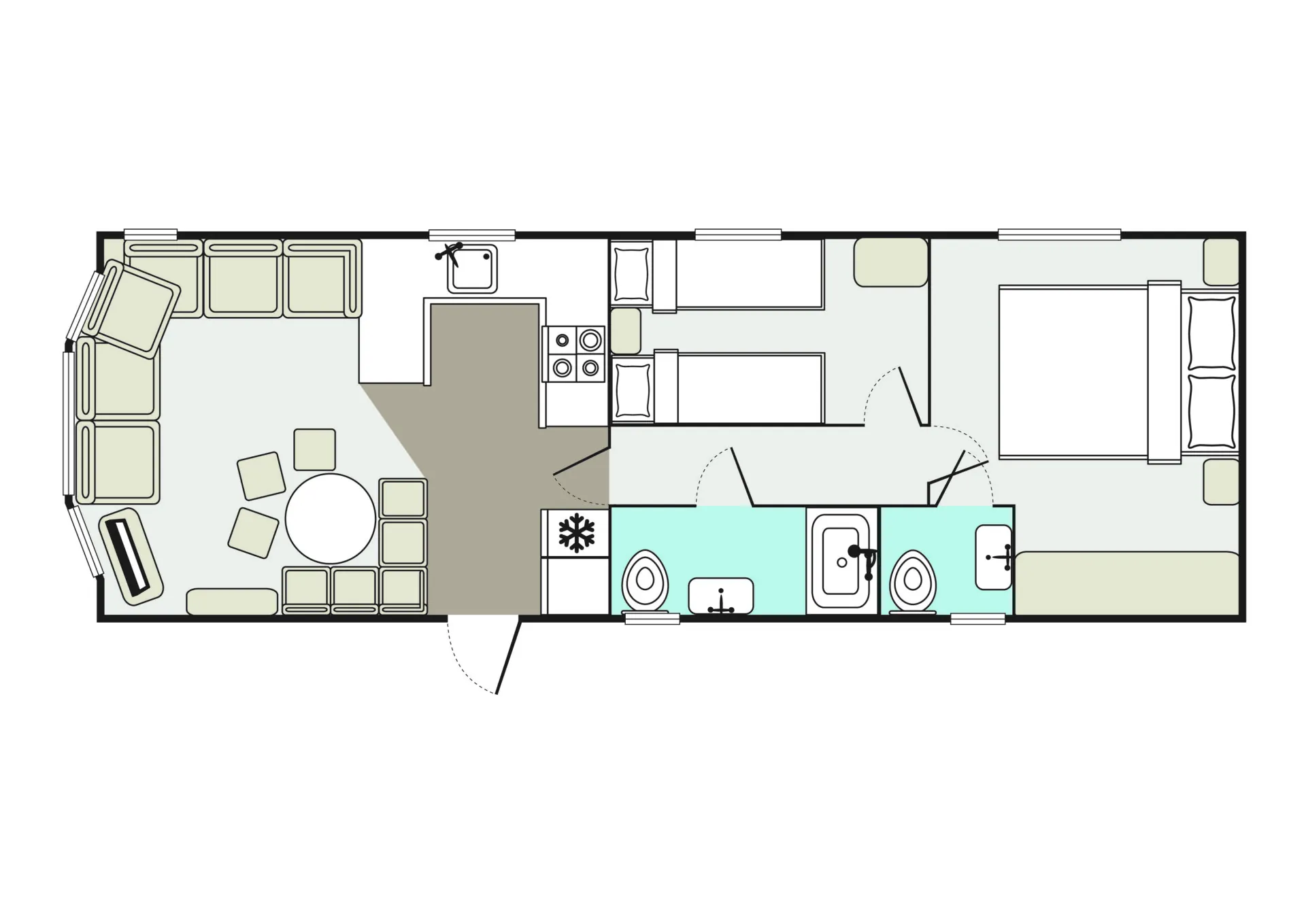 Floorplan for CasaRio Premier Caravan at Welcome Family Holiday Park