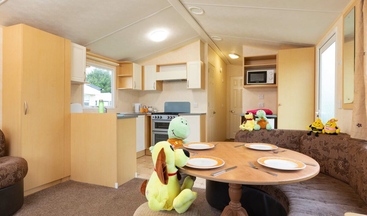 Dougies waiting for breakfast in the Sunrise caravan at Welcome Family Holiday Park