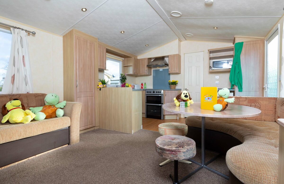 Dining area in the Coral Reef Caravan at Welcome Family Holiday Park