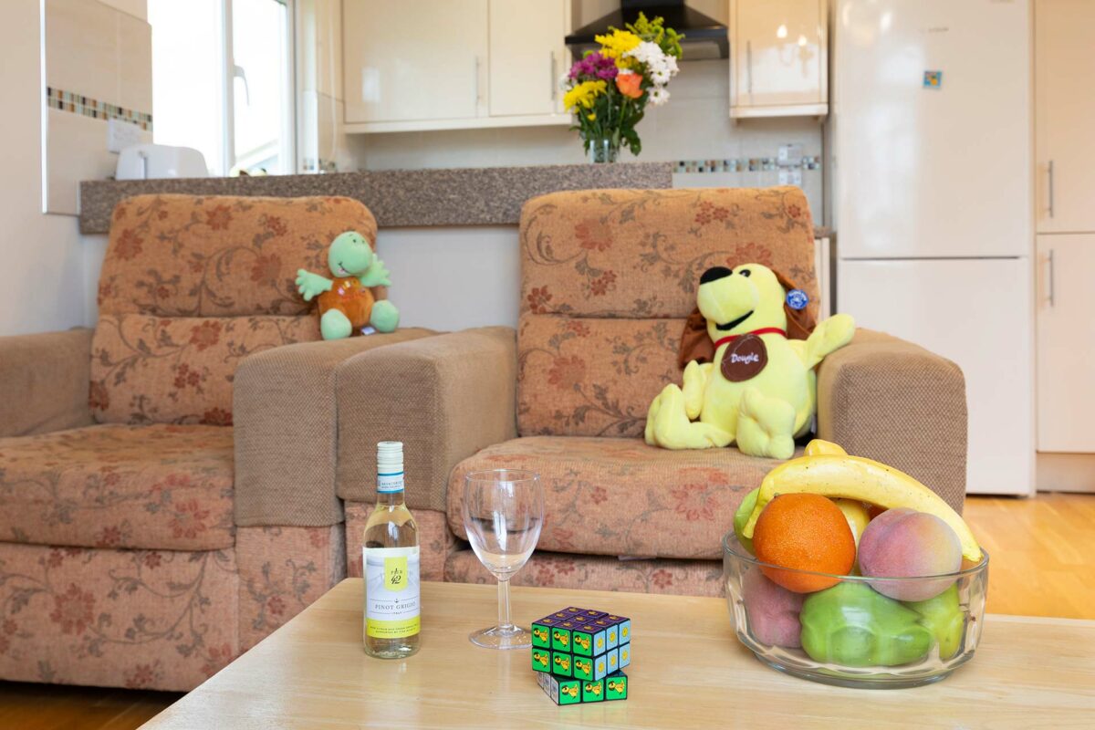 Dougie is all settled in for his holiday in the Casafina lodge in Welcome Family Holiday Park