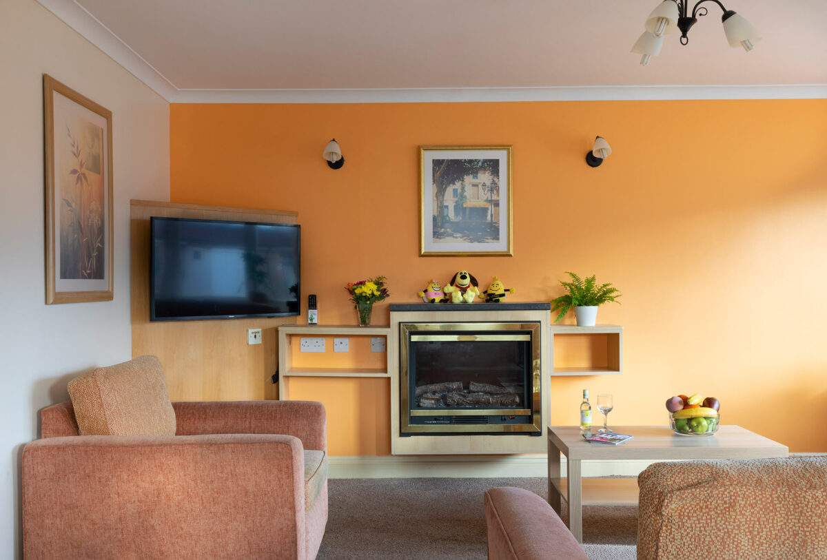 Lounge area in the Casita lodge at Welcome Family Holiday Park