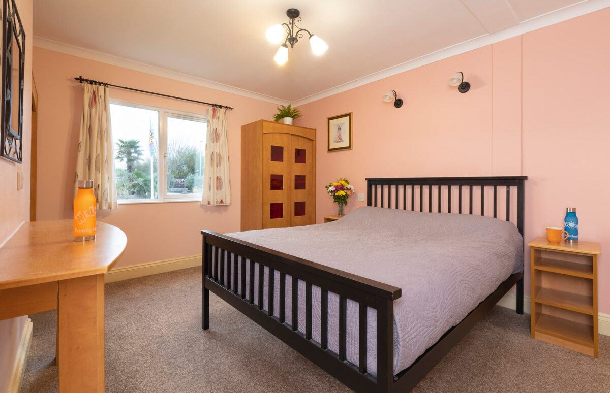 Roomy master bedroom in the Casita lodge at Welcome Family Holiday Park