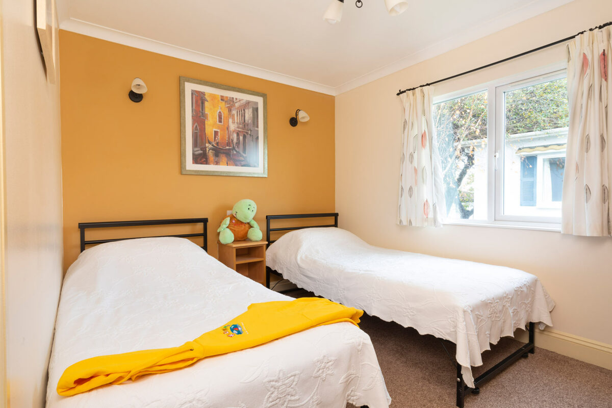 Lots of fun in one of the twin bedrooms in the Casita lodge at Welcome Family Holiday Park