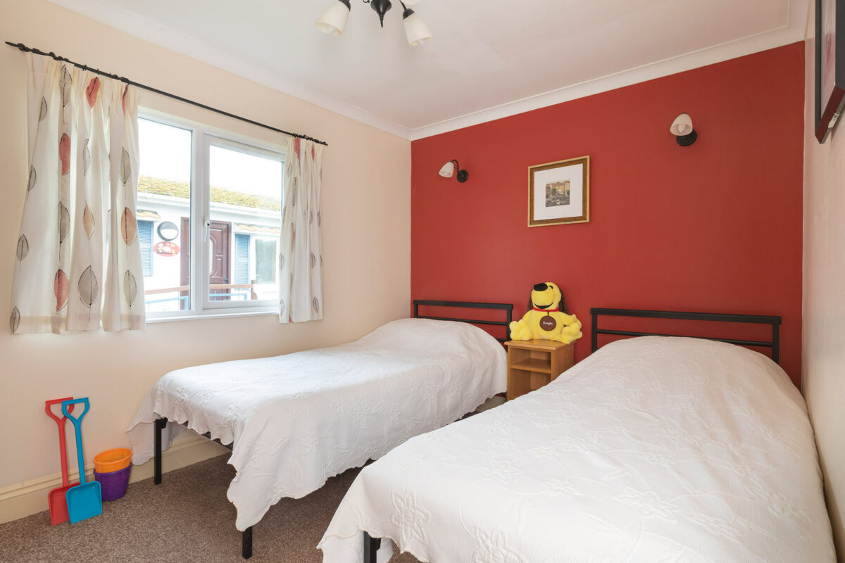 Beautiful twin bedroom in the Casita lodge at Welcome Family Holiday Park