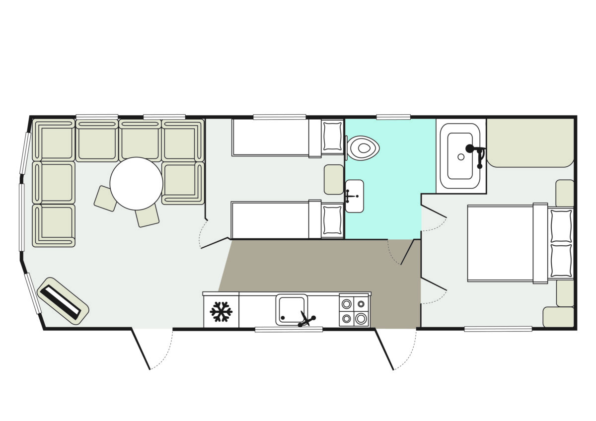 Floorplan of Moonlight Caravan at Welcome Family Holiday Park