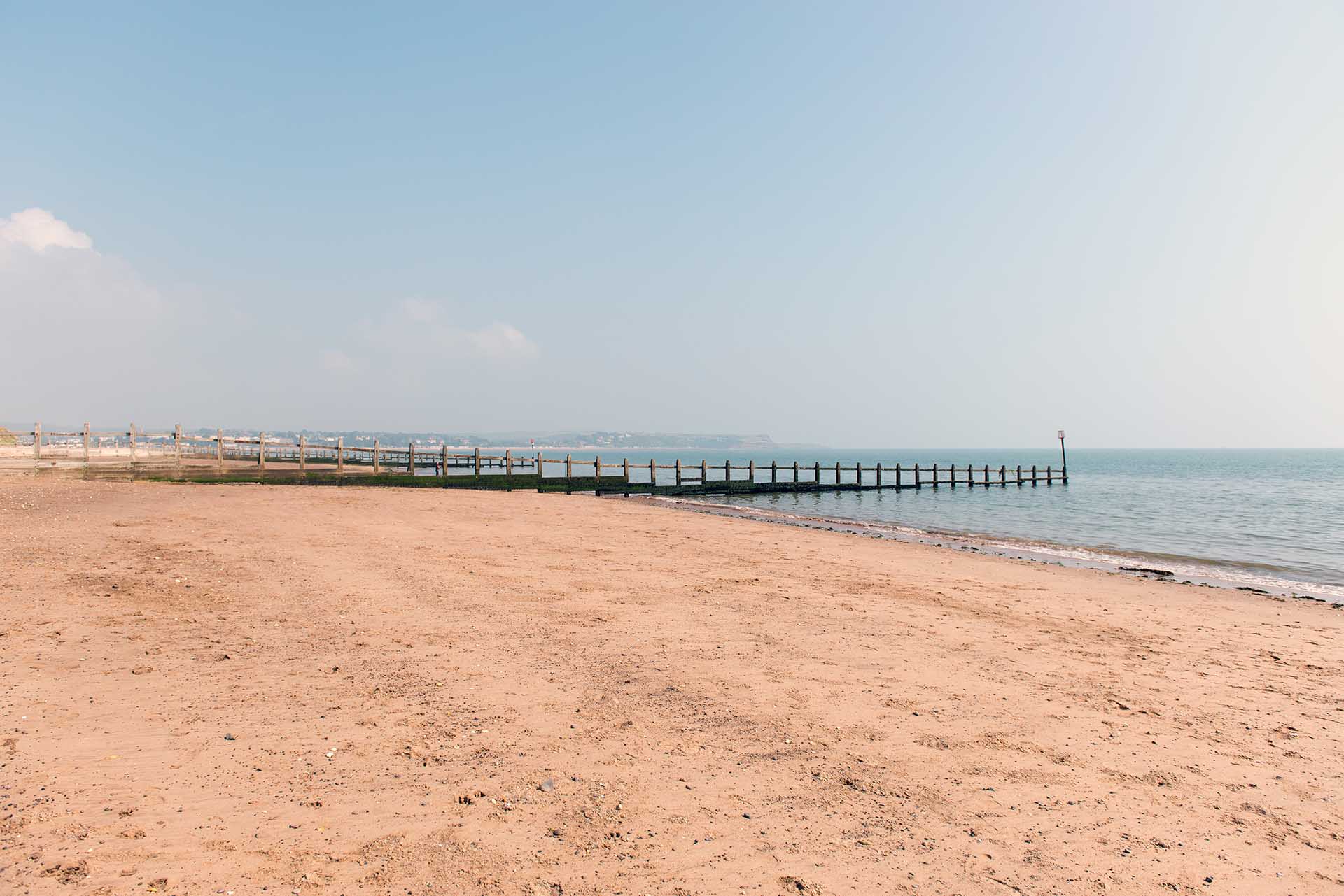 Dawlish Warren empty beach and blue sky