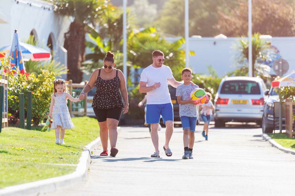 Family walking around Welcome Park