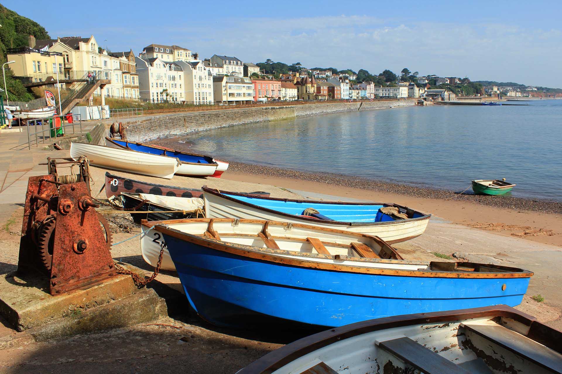 Dawlish town seafront and boats