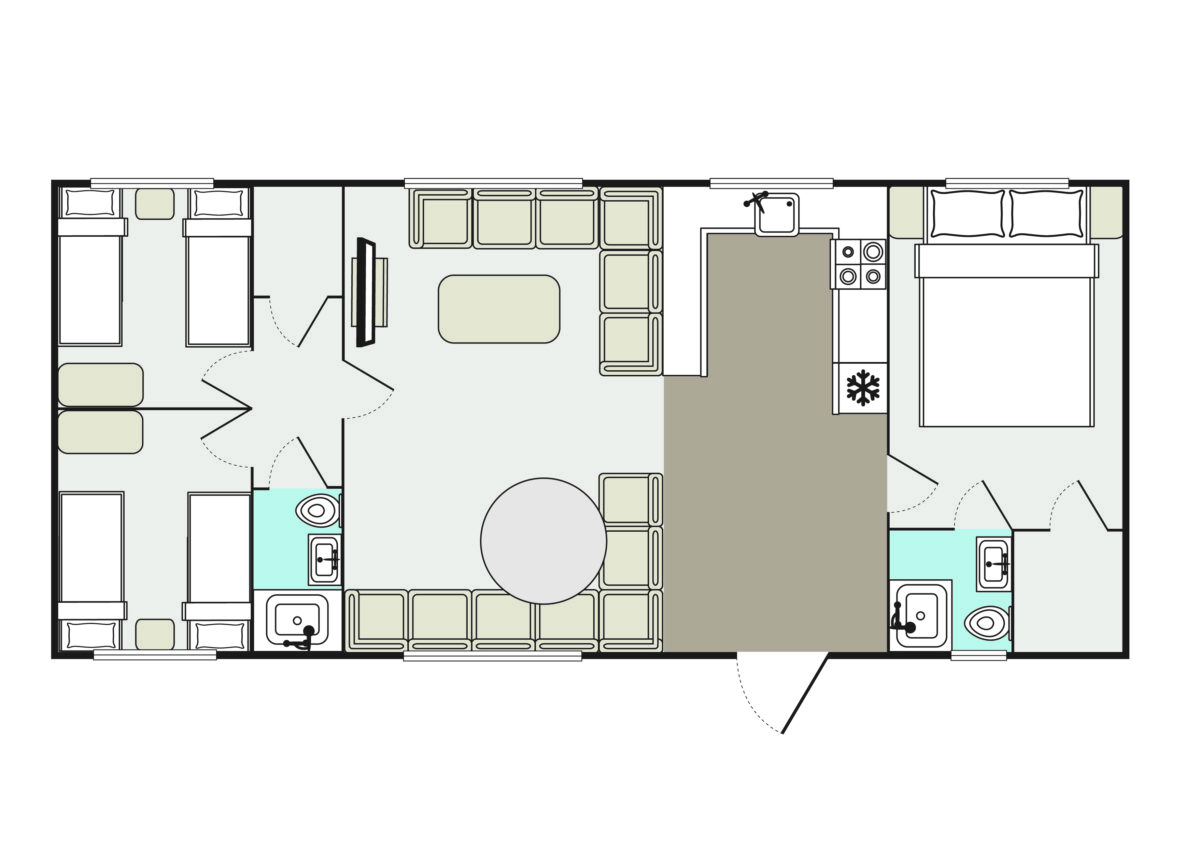 Image showing the floorplan of the Silver Reef caravan at Welcome Family Holiday Park