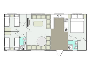 Image showing the floorplan of the Silver Reef caravan at Welcome Family Holiday Park